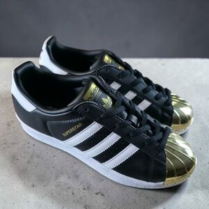 Adidas Superstar Gold Shell Toe Sneakers Women's Size 7 Black White New *Rare.